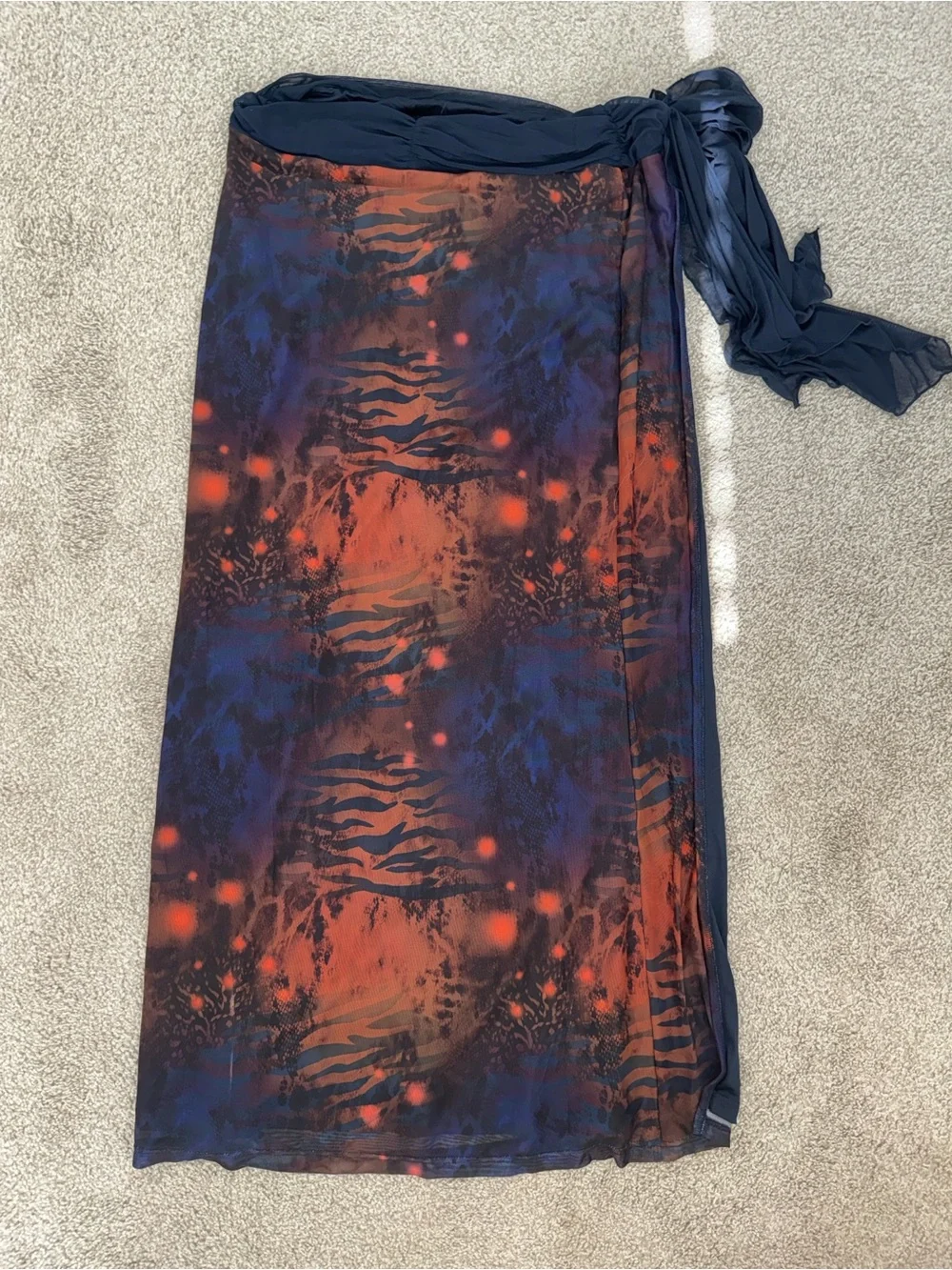 Outcast Tie-Dye Maxi Dress with Matching Top - Navy & Rust